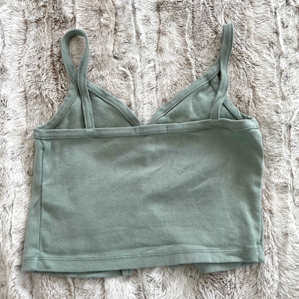 Brandy Melville Green Zelly Button Up Crop Tank Top - Picture 8 of 10